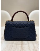 CHANEL COCO TOP HANDLE SMALL LIZARD BLUE CAVIAR LEATHER BAG