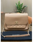 CHANEL BUSINESS AFFINITY FLAP BAG IN BEIGE WITH GOLD HARDWARE 