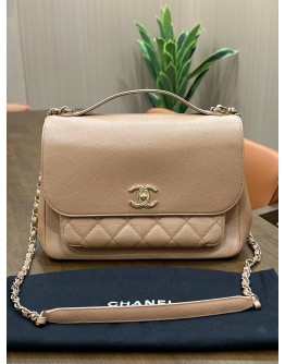 CHANEL BUSINESS AFFINITY FLAP BAG IN BEIGE WITH GOLD HARDWARE 
