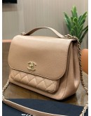 CHANEL BUSINESS AFFINITY FLAP BAG IN BEIGE WITH GOLD HARDWARE 