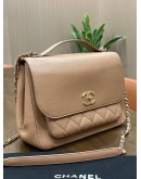 CHANEL BUSINESS AFFINITY FLAP BAG IN BEIGE WITH GOLD HARDWARE 
