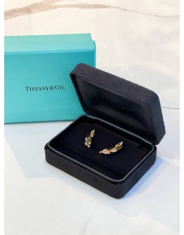 TIFFANY & CO LEAF EARRINGS IN 18K 750 ROSE GOLD WITH DIAMONDS