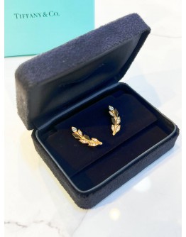 TIFFANY & CO LEAF EARRINGS IN 18K 750 ROSE GOLD WITH DIAMONDS