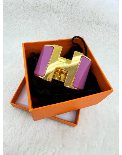 HERMES CLIC CLAC GOLD & PINK-PURPLE BRACELET