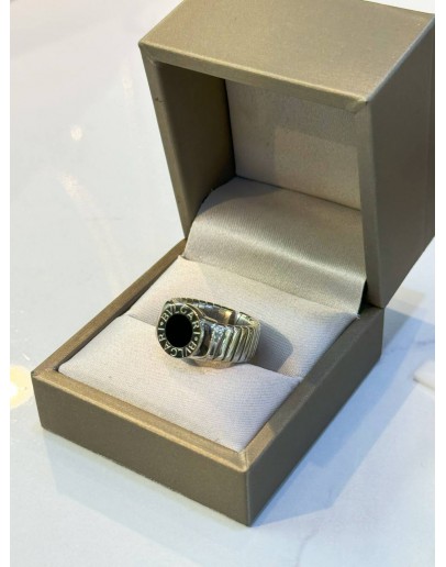 BVLGARI TUBOGAS 18K 750 WHITE GOLD BLACK ONYX RING