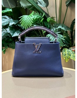 LOUIS VUITTON TAURILLON SNAKESKIN CAPUCINES BB DARK BLUE