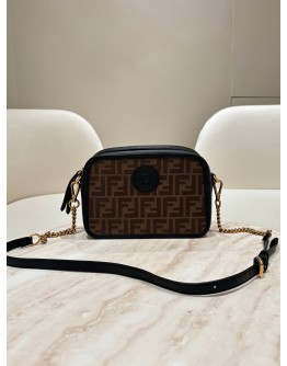 FENDI MINI CAMERA CASE BAG IN BROWN FF ZUCCA MONOGRAM CANVAS