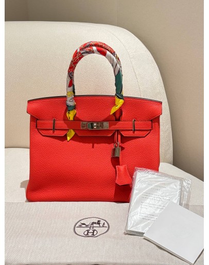HERMES BIRKIN 30 CAPUCINE TOGO LEATHER WITH PALLADIUM HARDWARE