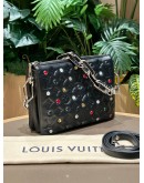LOUIS VUITTON MONOGRAM EMBOSSED CRYSTAL EMBELLISHED COUSSIN BB IN BLACK LAMBSKIN LEATHER