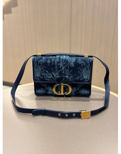 CHRISTIAN DIOR 30 MONTAIGNE SHOULDER BAG IN BLUE FLORAL DENIM PRINT