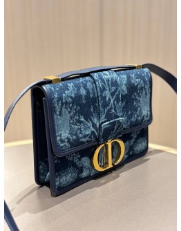 CHRISTIAN DIOR 30 MONTAIGNE SHOULDER BAG IN BLUE FLORAL DENIM PRINT