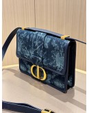 CHRISTIAN DIOR 30 MONTAIGNE SHOULDER BAG IN BLUE FLORAL DENIM PRINT