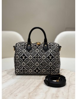 LOUIS VUITTON LIMITED SPECIAL EDITION JACQUARD SINCE 1854 SPEEDY BANDOULIERE 25 IN BLACK WHITE MONOGRAM BLOSSOMS CANVAS