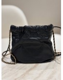 CHANEL 22 MINI BLACK CALFSKIN LEATHER TOTE SHOULDER GOLD CHAIN BAG