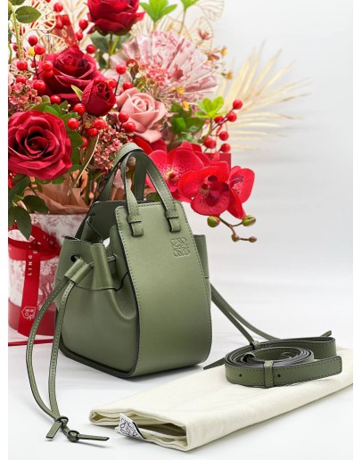 LOEWE HAMMOCK MINI OLIVE CALFSKIN LEATHER CROSSBODY BAG