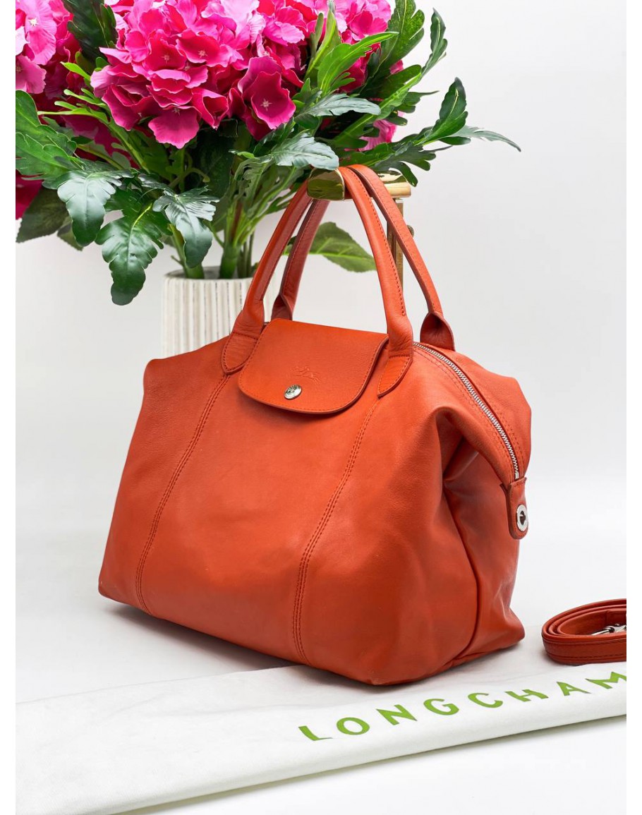 Longchamp Le Pliage Cuir Leather Tote Natural at Jill's Consignment