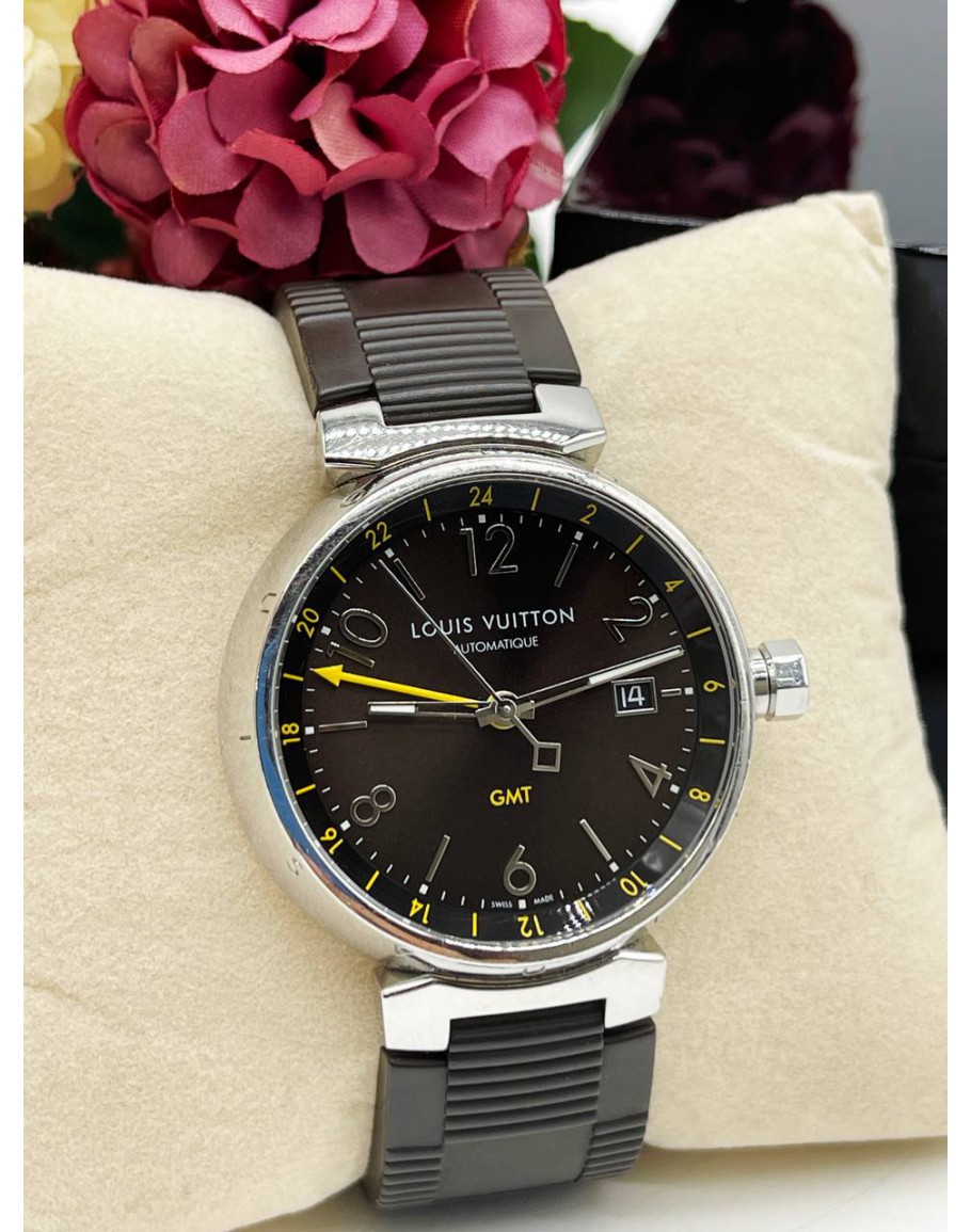 LOUIS VUITTON Stainless Steel Rubber 41mm Tambour GMT Automatic