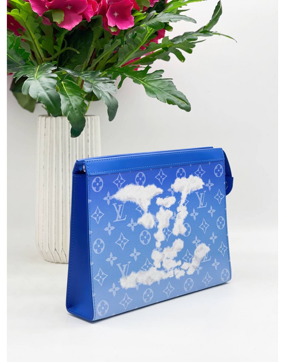 Blue Louis Vuitton Monogram Cloud Pochette Voyage Clutch Bag