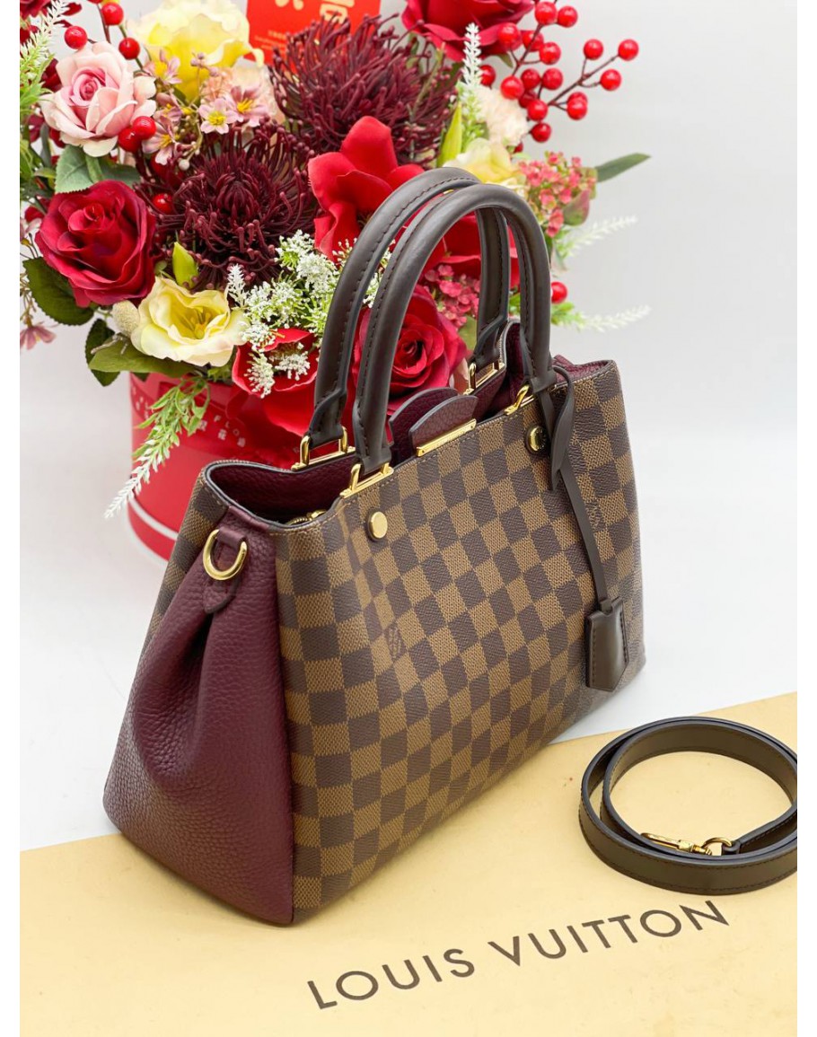 LOUIS VUITTON BRITTANY DAMIER EBENE CANVAS BAG