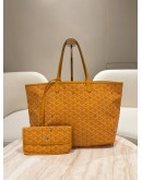 GOYARD SAINT LOUIS TOTE BAG IN YELLOW GOYARDINE CANVAS WITH CHEVROCHES CALFSKIN LEATHER