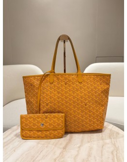 GOYARD SAINT LOUIS TOTE BAG IN YELLOW GOYARDINE CANVAS WITH CHEVROCHES CALFSKIN LEATHER