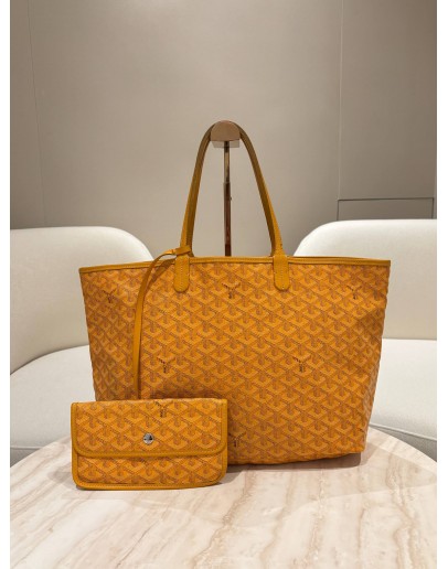 GOYARD SAINT LOUIS TOTE BAG IN YELLOW GOYARDINE CANVAS WITH CHEVROCHES CALFSKIN LEATHER