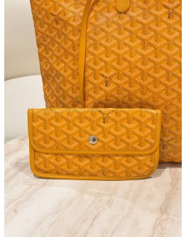 GOYARD SAINT LOUIS TOTE BAG IN YELLOW GOYARDINE CANVAS WITH CHEVROCHES CALFSKIN LEATHER