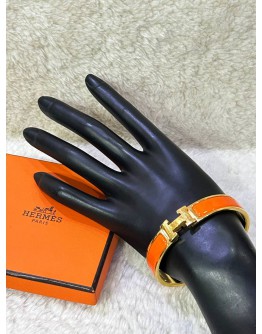 HERMES CLIC CLAC H BANGLE IN CLASSIC ORANGE WITH GOLD PLATED HARDWARE