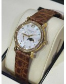 PATEK PHILIPPE CALATRAVA MOONPHASE DIAMOND IN 18K 750 YELLOW GOLD REF 4958J MOTHER OF PEARL DIAL 31MM MANUAL WINDING WATCH