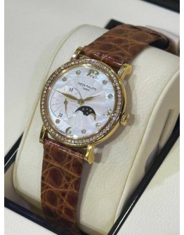 PATEK PHILIPPE CALATRAVA MOONPHASE DIAMOND IN 18K 750 YELLOW GOLD REF 4958J MOTHER OF PEARL DIAL 31MM MANUAL WINDING WATCH