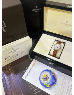 PATEK PHILIPPE CALATRAVA MOONPHASE DIAMOND IN 18K 750 YELLOW GOLD REF 4958J MOTHER OF PEARL DIAL 31MM MANUAL WINDING WATCH