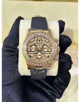 ROLEX DAYTONA REF 116518 18K 750 YELLOW GOLD UPGRADE REF 116588TBR EYE OF THE TIGER DIAMONDS DIAL 40MM AUTOMATIC WATCH