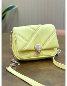 BVLGARI SERPENTI CABOCHON MINI CROSSBODY CHAIN BAG IN YELLOW WITH SNAKE HEAD CLASP WITH CRYSTAL DETAILING 