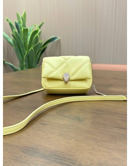 BVLGARI SERPENTI CABOCHON MINI CROSSBODY CHAIN BAG IN YELLOW WITH SNAKE HEAD CLASP WITH CRYSTAL DETAILING 