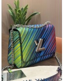 LOUIS VUITTON MM TWIST BAG IN RAINBOW STRIPED TROPICAL PRINT EPI LEATHER WITH SILVER HARDWARE
