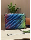 LOUIS VUITTON MM TWIST BAG IN RAINBOW STRIPED TROPICAL PRINT EPI LEATHER WITH SILVER HARDWARE