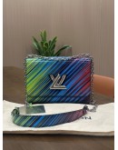 LOUIS VUITTON MM TWIST BAG IN RAINBOW STRIPED TROPICAL PRINT EPI LEATHER WITH SILVER HARDWARE