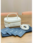 YSL YVES SAINT LAURENT GABY VANITY WITH STRAP BAG IN OFF WHITE LAMBSKIN LEATHER & GOLD HARDWARE