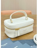 YSL YVES SAINT LAURENT GABY VANITY WITH STRAP BAG IN OFF WHITE LAMBSKIN LEATHER & GOLD HARDWARE