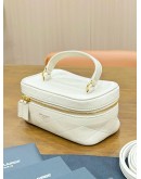 YSL YVES SAINT LAURENT GABY VANITY WITH STRAP BAG IN OFF WHITE LAMBSKIN LEATHER & GOLD HARDWARE