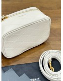 YSL YVES SAINT LAURENT GABY VANITY WITH STRAP BAG IN OFF WHITE LAMBSKIN LEATHER & GOLD HARDWARE