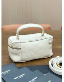 YSL YVES SAINT LAURENT GABY VANITY WITH STRAP BAG IN OFF WHITE LAMBSKIN LEATHER & GOLD HARDWARE