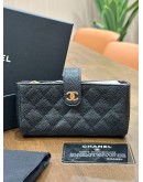 CHANEL BLACK CAVIAR LEATHER CC O POUCH WITH CENTRAL CC LOGO STRAP 