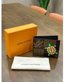 LOUIS VUITTON X NIGO GIANT DAMIER EBENE TORTOISE MULTIPLE WALLET FEATURES WITH PLAYFUL CARTOON TURTLE GRAPHIC " LV MADE " ON SHELL 