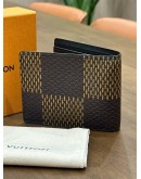 LOUIS VUITTON X NIGO GIANT DAMIER EBENE TORTOISE MULTIPLE WALLET FEATURES WITH PLAYFUL CARTOON TURTLE GRAPHIC " LV MADE " ON SHELL 