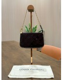 LOUIS VUITTON MINI POCHETTE ACCESSORIES IN AMARANTE DEEP PURPLE PATENT LEATHER GLOSSY MONOGRAM VERNIS EMBOSSED MATERIAL & GOLD CHAIN HARDWARE 
