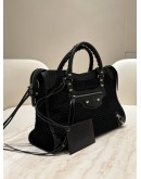 BALENCIAGA CLASSIC CITY BAG IN BLACK LEATHER MESH BODY