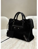 BALENCIAGA CLASSIC CITY BAG IN BLACK LEATHER MESH BODY
