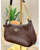 COACH TERI SHOULDER BAG IN MAPLE PEBBLE LEATHER WITH GOLD HARDWARE 