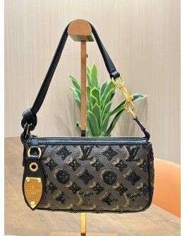 LOUIS VUITTON LIMITED SPECIAL EDITION MONOGRAM ECLIPSE POCHETTE ACCESSORIES BAG WITH SEQUINS EMBELLISHMENT 